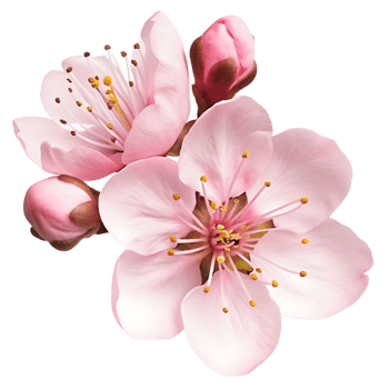 Closeup of Delicate Pink Almond Blossom Flowers Isolated on transparent Background png