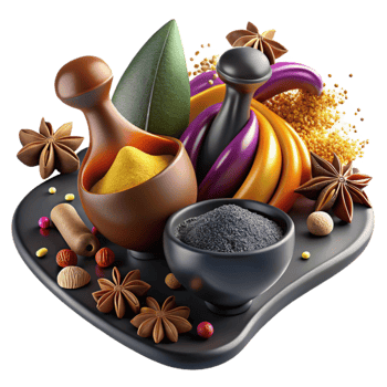 elegant minimalist Group of Spices with Rich Colors Transparent Background genuine png