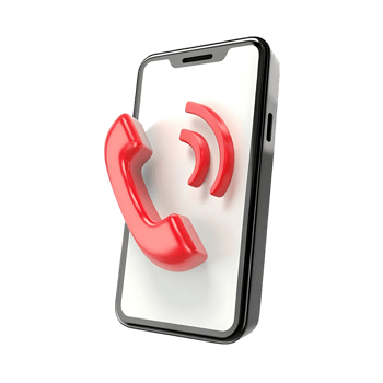 3D Render of a Smartphone with Incoming Call Notification Icon png