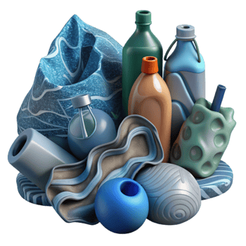 wonderful minimalist Ocean Plastic Pollution Bottles and Bags Isolated Element original png