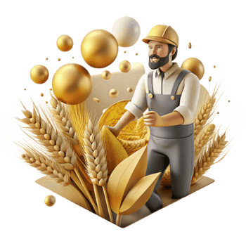 impressive creative Man Harvesting Wheat Golden Light Isolated high quality png