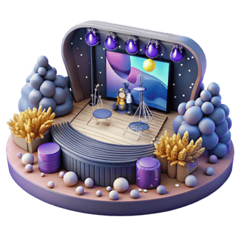 stunning minimalist Virtual Concert Experience Audience View Transparent Background detailed png