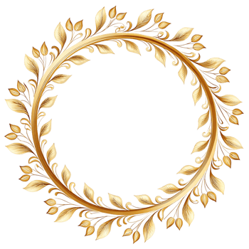Elegant Golden Floral Wreath Frame Design Element for Luxury Branding and Decoration png