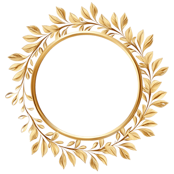 Elegant Golden Circle Frame with Intricate Leaf Design for Luxurious Decoration png