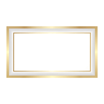 Elegant Gold and White Rectangular Frame with a Modern Design for Pictures or Artwork png