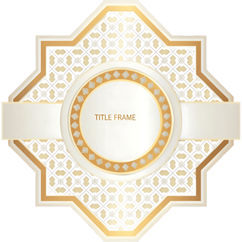Elegant Golden and White Octagonal Frame with Intricate Floral Pattern Background for Title Design png