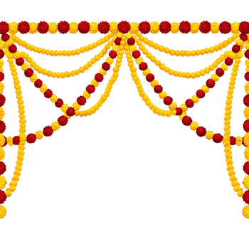 Beautiful Floral Garland Decoration with Red and Yellow Flowers for Festive Celebration png