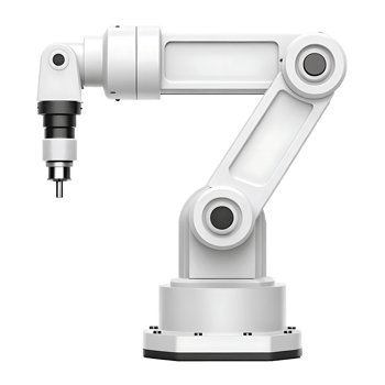 White robotic arm, industrial automation. png