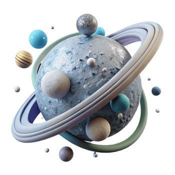 dramatic creative Planet Rings Ice Particles White Transparent Background professional png