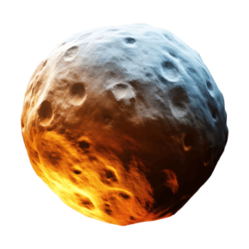 Fiery Celestial Body A Glowing Icy Asteroid in Space png