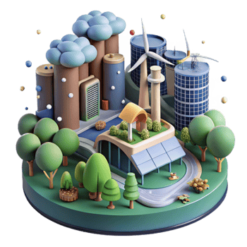 magnificent rustic Sustainable City with Parks and Trees Cutout premium png