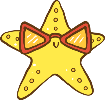 Cute Cartoon Starfish With Sunglasses png
