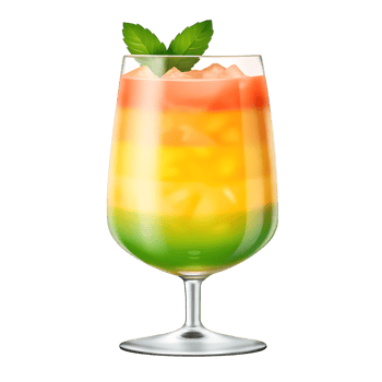 Refreshing Layered Tropical Cocktail with Mint Garnish in Elegant Glassware png