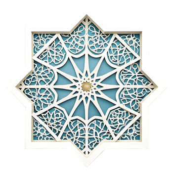 Intricate Eight Pointed Star Islamic Geometric Design Teal and White png