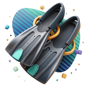 impressive artistic Scuba Fins Pair Cutout with Realistic Detail genuine png