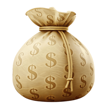 A Large Bag of Money Tied with Rope Showing Many Dollar Signs png