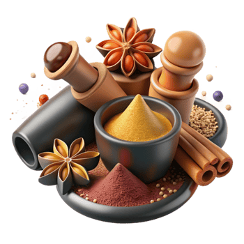 vibrant artistic Group of Spices with Rich Colors Transparent Background high quality png