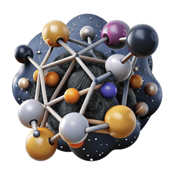 impressive artistic Molecular Structure with Atoms Labeled Isolated detailed png