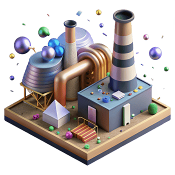 dramatic minimalist Biomass Power Plant Aerial View Transparent Background professional png