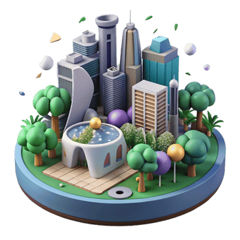 dramatic traditional Sustainable City with Parks and Trees Cutout exclusive png