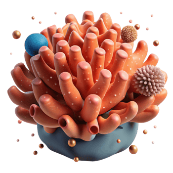extraordinary rustic Coral Polyp Close Up Isolated with Vibrant Colors original png