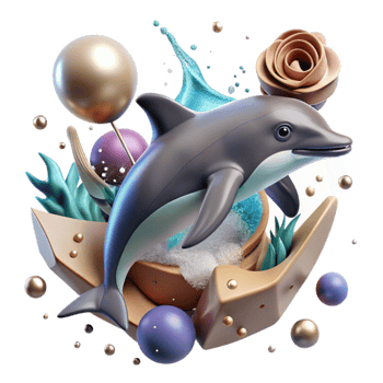 elegant artistic Dolphin Jumping Underwater Cutout with Water Splashes detailed png