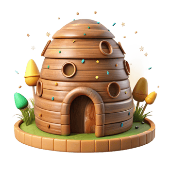 magnificent traditional Wooden Beehive in Field Front View Transparent high quality png