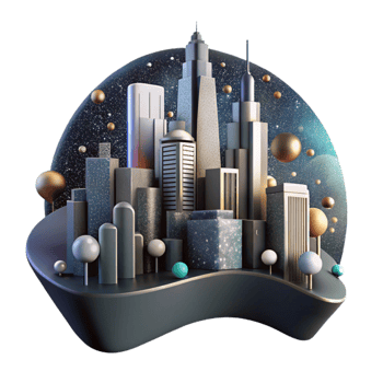 serene minimalist Sustainable City Skyline Silhouette Isolated detailed png