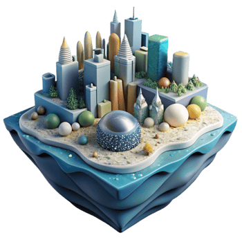 beautiful rustic Rising Sea Level Inundating Coastal City Isolated Element high quality png
