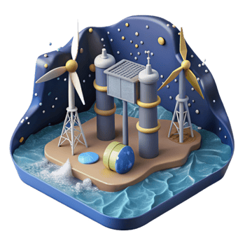 dramatic vintage Tidal Energy Farm in Ocean Cutout genuine png