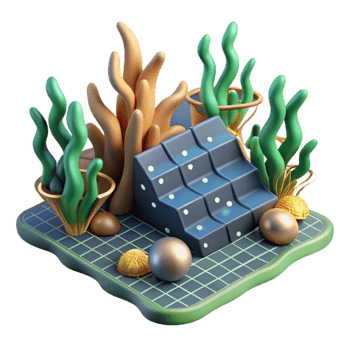vibrant minimalist Seaweed Farm Aerial View Cutout Element premium png