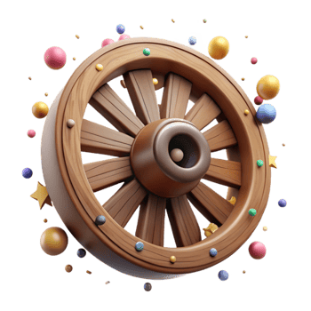dramatic minimalist Wooden Wagon Wheel Isolated with Shadow Detail exclusive png