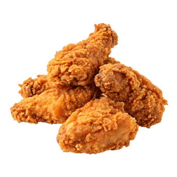 Crispy fried chicken wings, close up. png