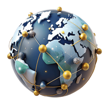 dramatic artistic Connected World Map Showing Trade Routes Transparent high resolution png