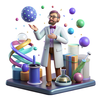 magnificent minimalist Nanotech Research Lab Scene with Scientist Isolated authentic png