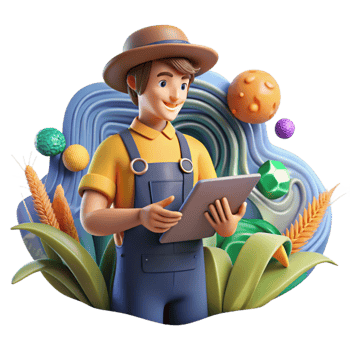 dramatic traditional Farmer Inspecting Crops Close Up Transparent Background genuine png