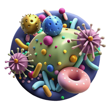impressive artistic Microscopic View of Bacteria Isolated Transparent Background detailed png