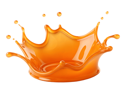 Orange juice splash crown. Refreshing drink. png