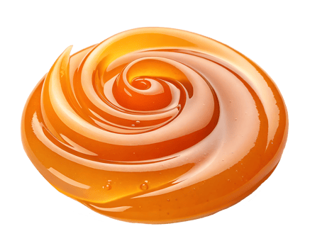 Close up of swirl of amber honey, sweet and viscous texture. png