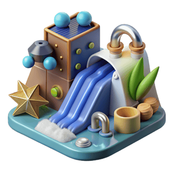 stunning modern Hydropower Water Flow Diagram Isolated Cutout detailed png