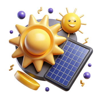 vibrant rustic Solar Energy Icon Set with Bright Yellow Sun Cutout exclusive png