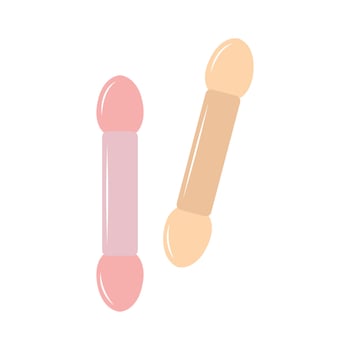 Eyeshadow and makeup applicators. Fashionable women's accessory. Cartoon flat illustration. vector