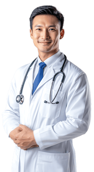 A male doctor in white coat and tie png
