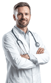 A male doctor standing with his arms crossed png