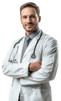 A male doctor in a white coat png