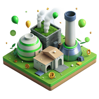 vibrant artistic Biomass Power Plant Aerial View Transparent Background high resolution png
