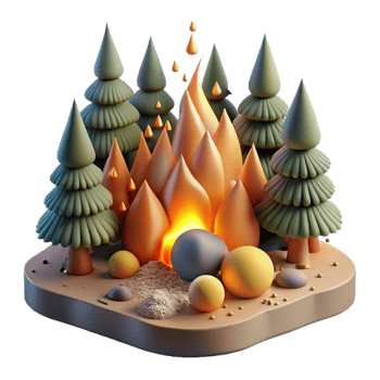 impressive rustic Forest Fire Burning Trees Orange Flames Isolated high resolution png