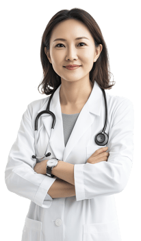 A female doctor in white coat png