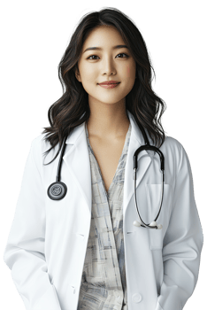 A female doctor wearing a white coat png