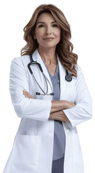 Doctor in a white coat Stand with arms crossed png